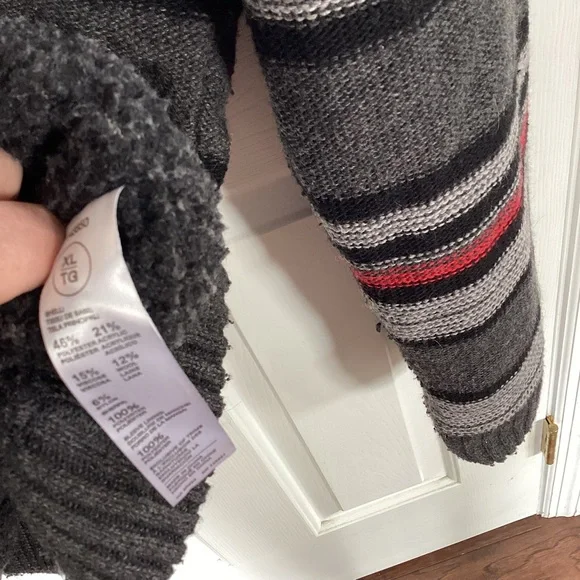 Buffalo David Bitton Men's Xl Sherpa Lined Zip Sweater Black/Grey/Red - Picture 3 of 10